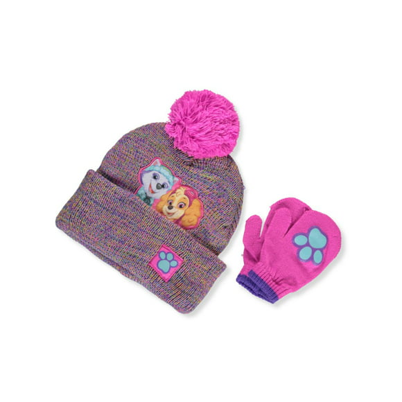 Brand New in Packaging Girls Pink Paw Patrol Winter Hat and Gloves Set Age 6-8